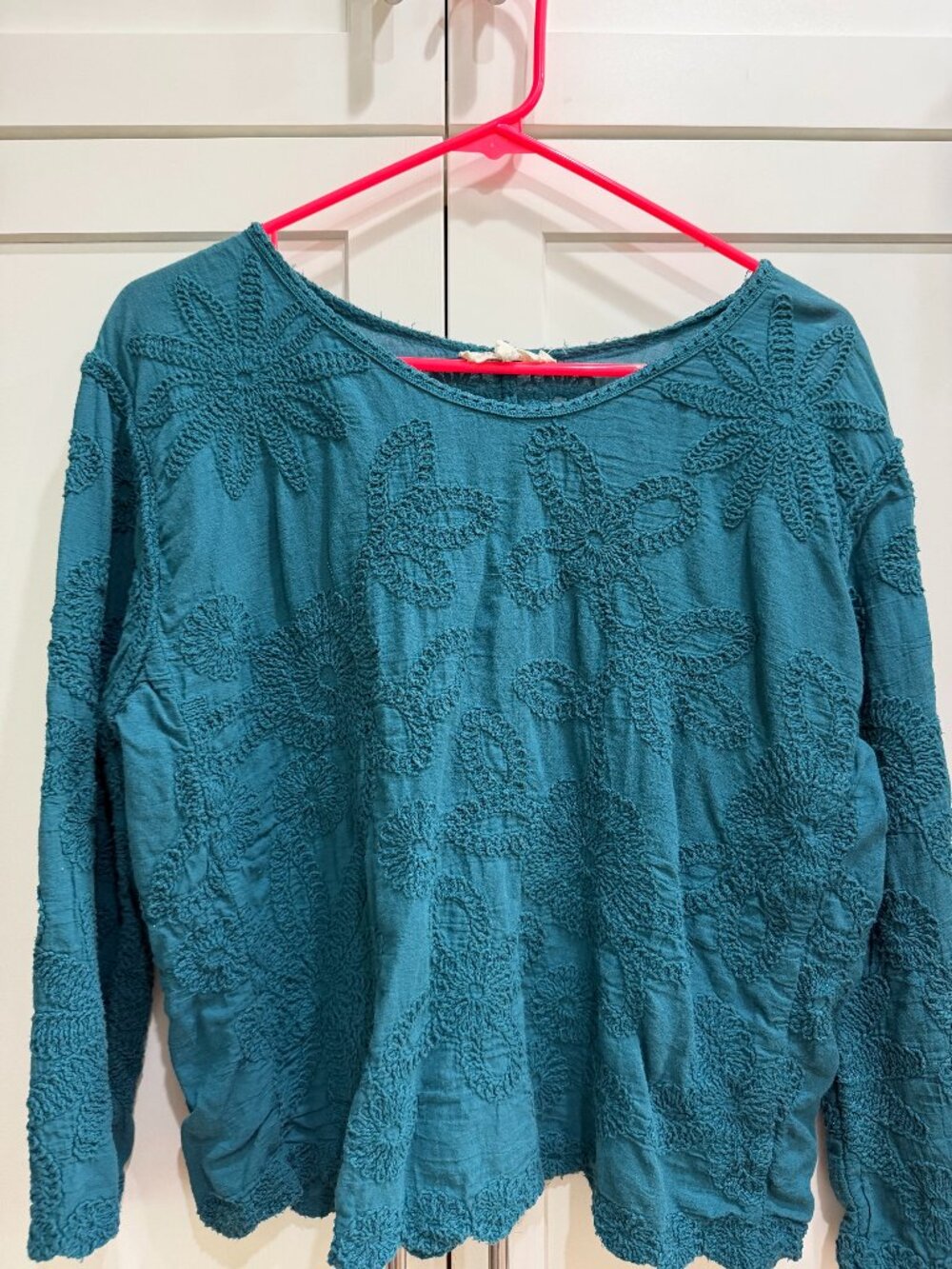Solitaire Women's Top, Large, Teal, Long Sleeve, Dressy Blouse, Casual Wear